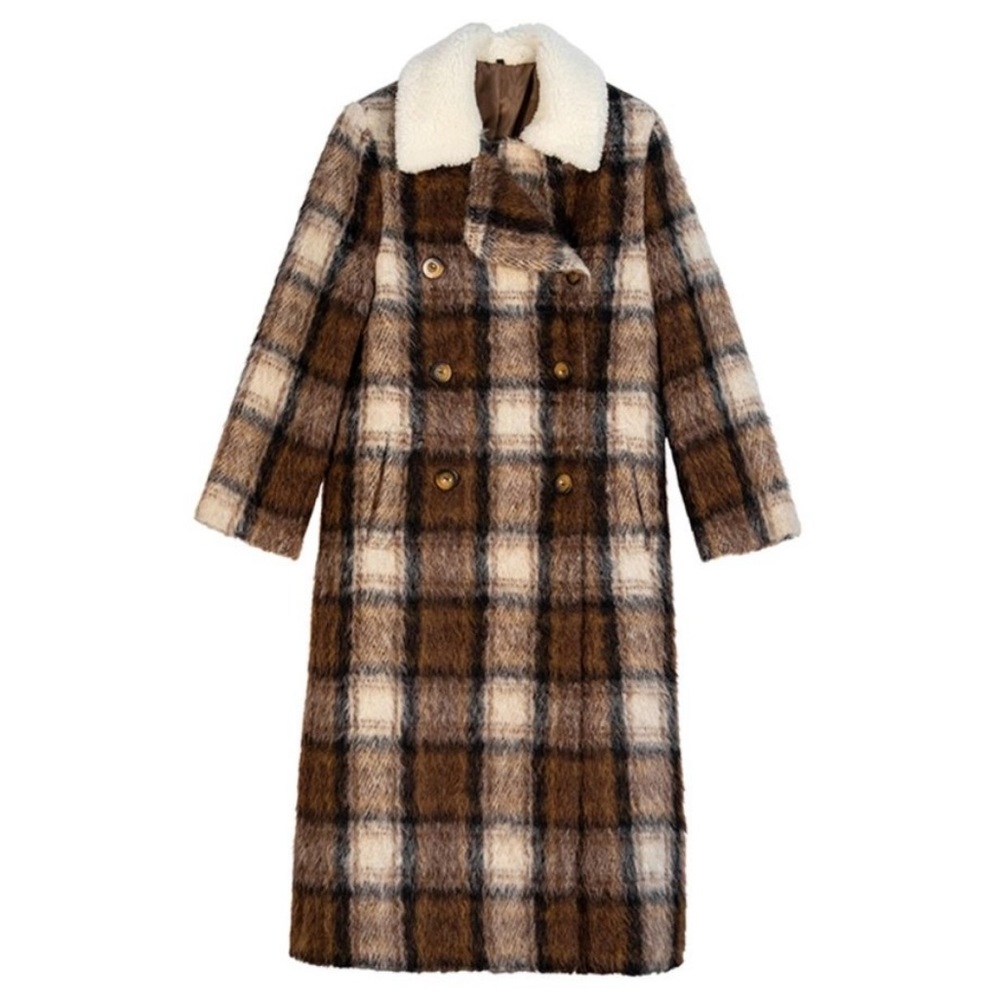 🥂Found!🥂💃🏼Dôen Thalia Coat Long Plaid Button Up Winter Duster Style XXS/XS🥂 - Picture 3 of 3